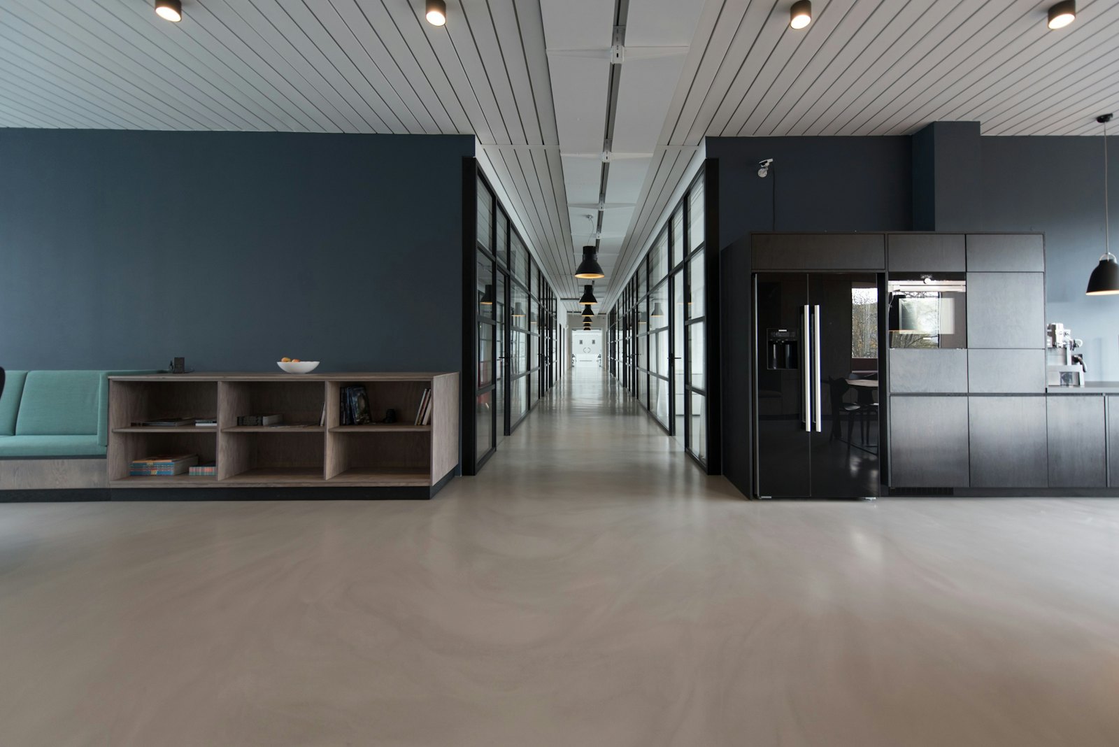 Clean, modern open-plan office workspace