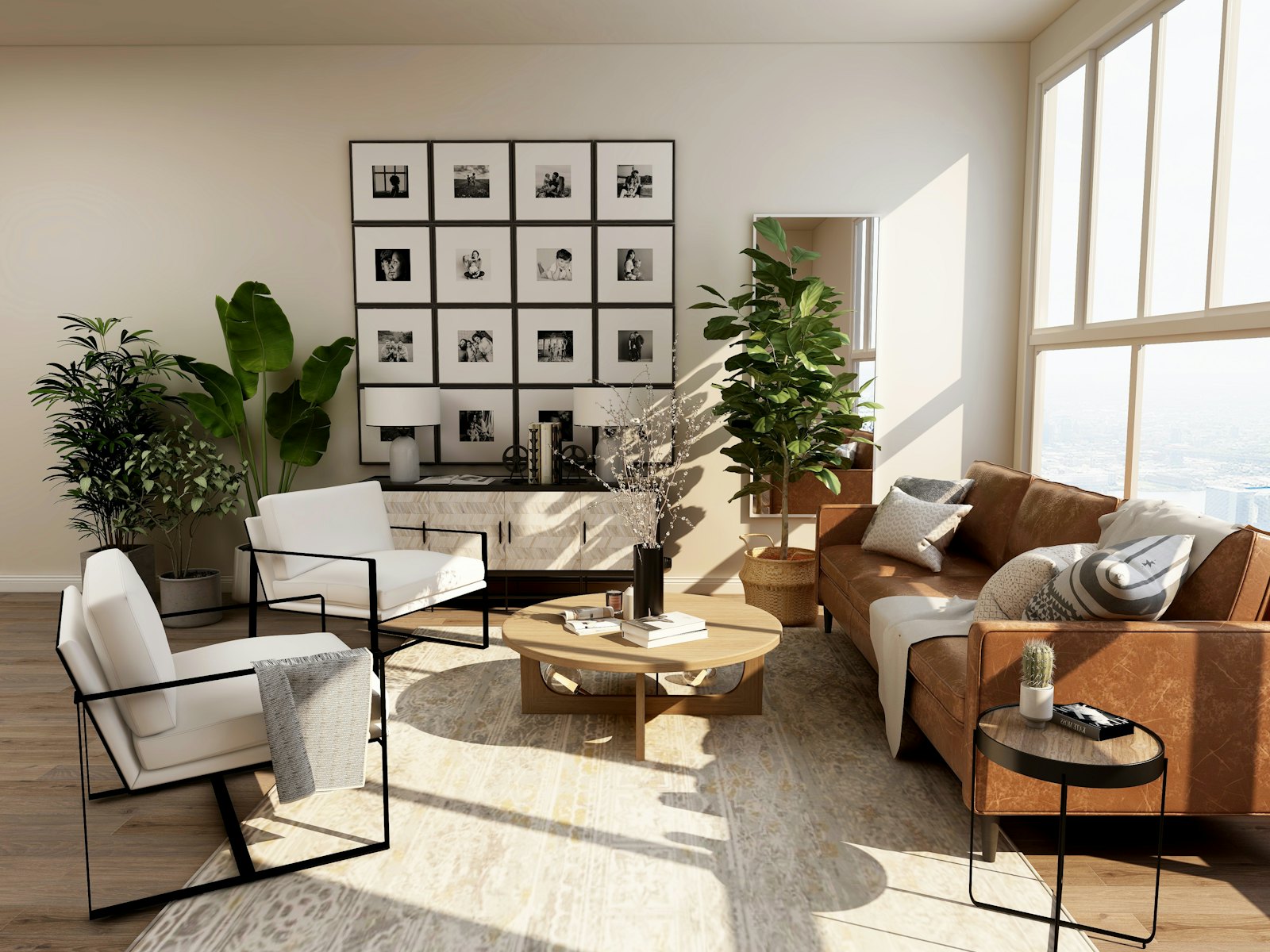 Tidy, bright living room after a routine cleaning
